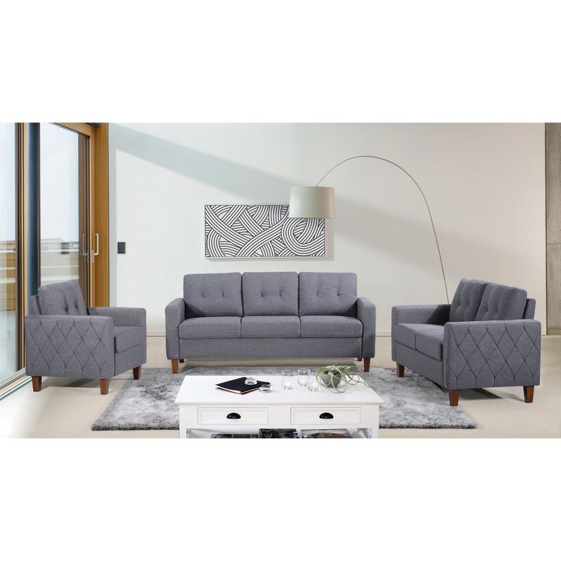 Gabrielo Mid-Century 3 Piece Living Room Set - Beige