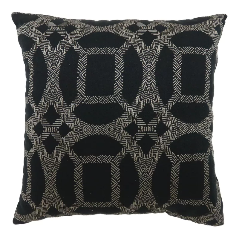 Contemporary Fabric 17" x 17" Throw Pillows in Black (Set of 2)