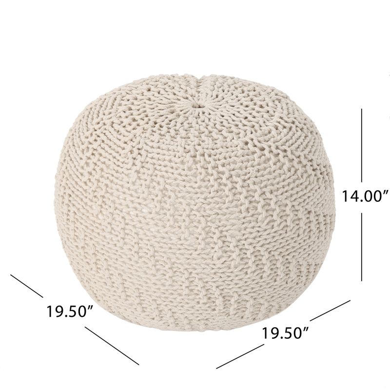 Hershel Knitted Cotton Pouf by Christopher Knight Home - Beige