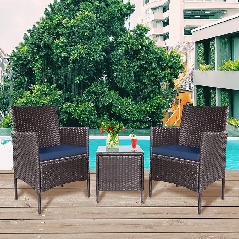 Pheap Outdoor 3-piece Cushioned Wicker Bistro Set by Havenside Home - Crimson