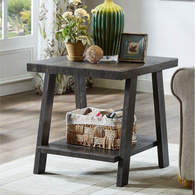 Athens Contemporary Replicated Wood Shelf End Table - Black