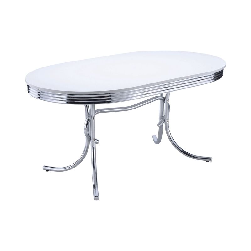 Retro Oval Dining Table White and Chrome - Oval - 4