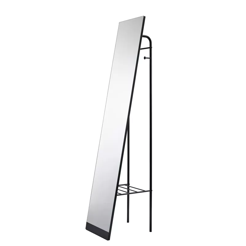 Porch & Den Bryant 58-inch x 12-inch Black Floor Mirror with Shelf