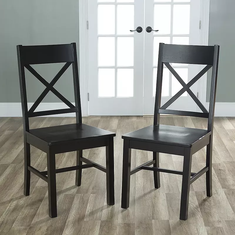 Walker Edison - Modern Farmhouse X-Back Dining Chairs, Set of 2 - Antique Black