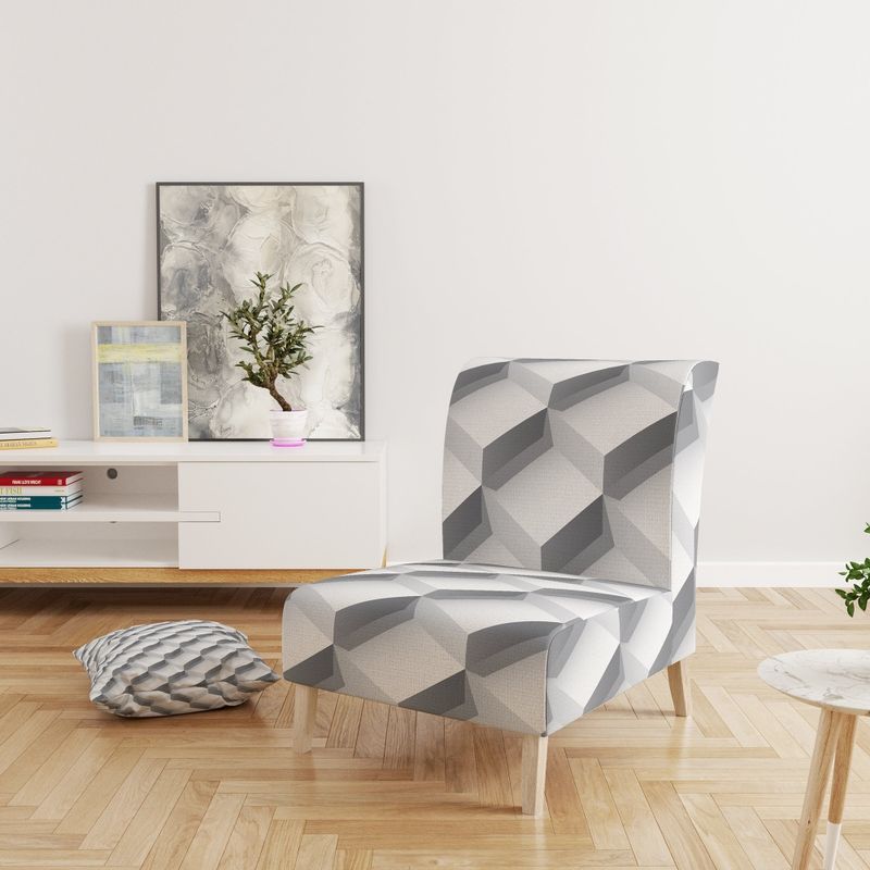 Designart 'White Abstract Pattern' Upholstered Scandinavian Accent Chair - Slipper Chair