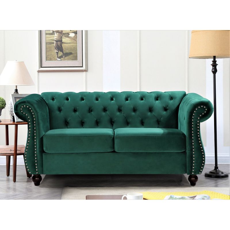 Kemos Velvet Chesterfield 2-piece Living Room Set - Green
