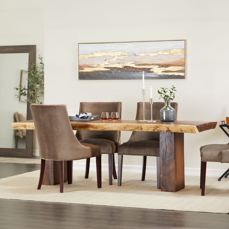 Light Brown Suar Live Edge Contemporary Dining Table 30 x 86 x 34 - Brown