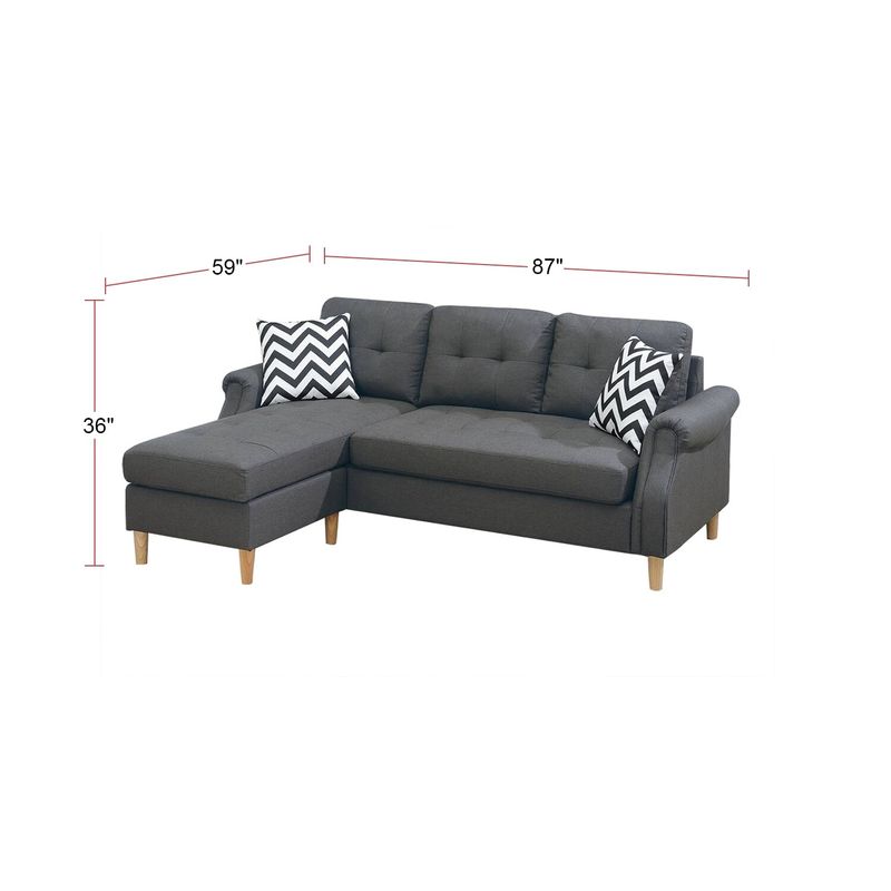 Reversible Sectional With 2 Accent Pillows - Dark Coffee