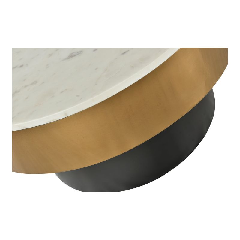 Aurelle Home Glam Gold Rimmed Marble Coffee Table - Marble