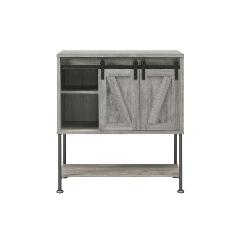 Grey Driftwood Sliding Door Bar Cabinet with Lower Shelf - Grey Driftwood - Metal/Wood