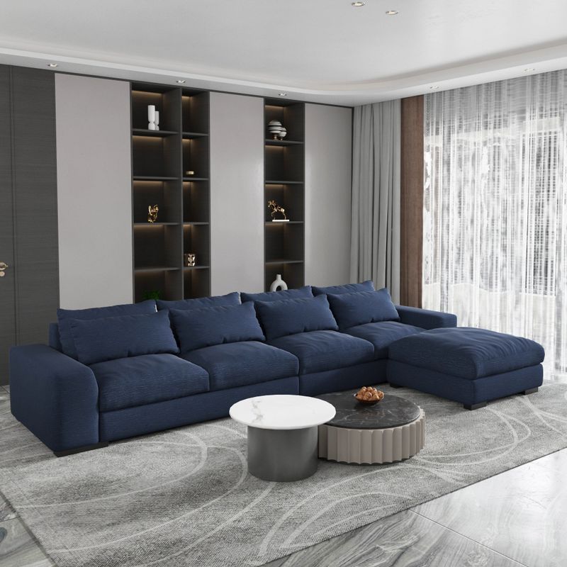 Modern Modular Down Sectional Sofa,Light Grey/Dark Blue - Light Grey