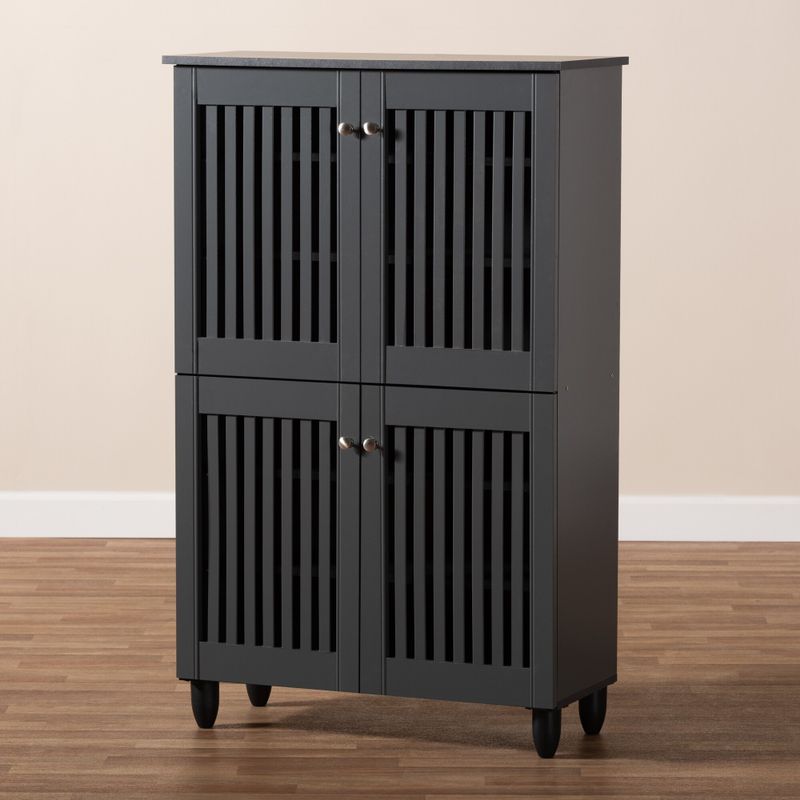 Contemporary Dark Grey Shoe Storage Cabinet - Dark Gray - No Drawers