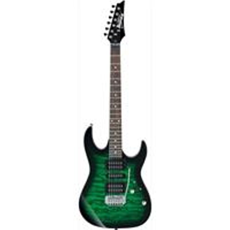 Ibanez GIO Series GRX70QA Electric Guitar, Rosewood Fretboard, Transparent Emerald Burst