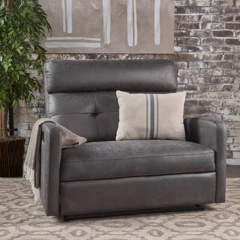 Halima Microfiber 2 Seater Recliner Chair by Christopher Knight Home - Slate