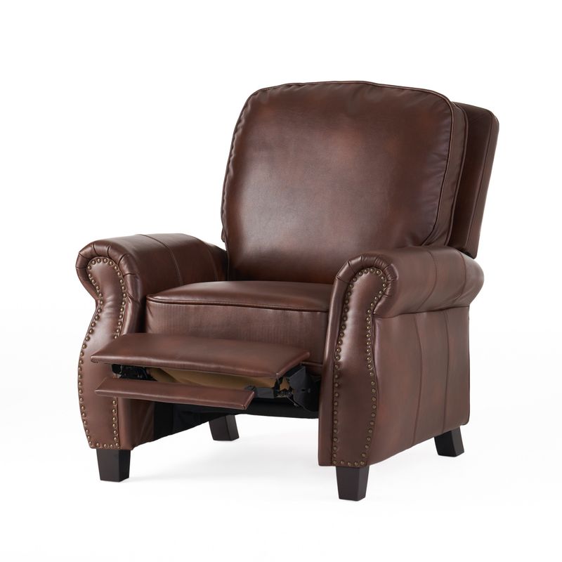 Neville 2-Tone PU Push Back Recliner by Christopher Knight Home - Dark brown