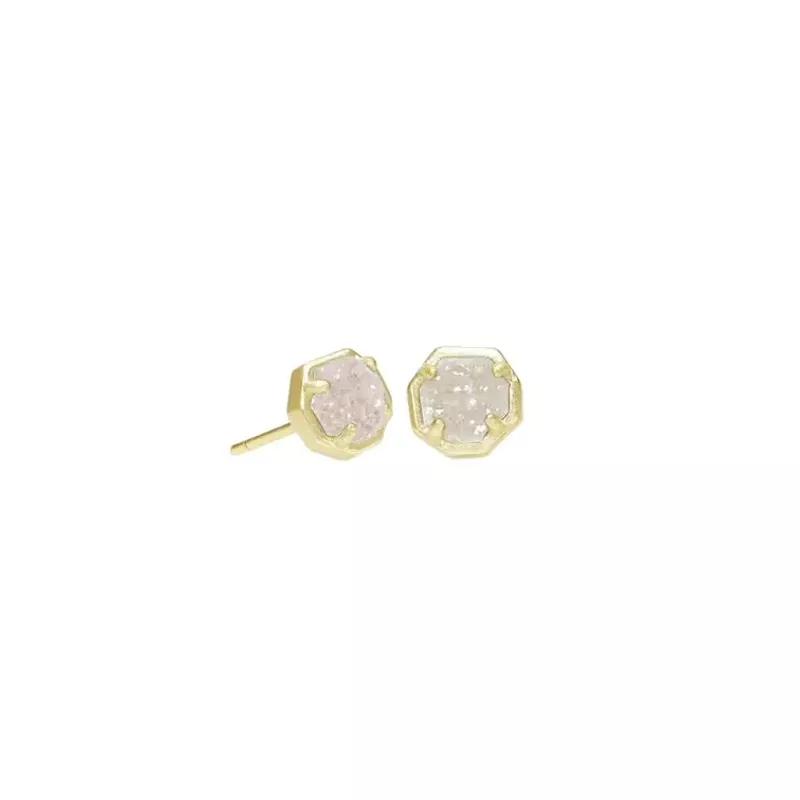 Kendra Scott Nola Gold Stud Earring (Gold/Iridescent Drusy)