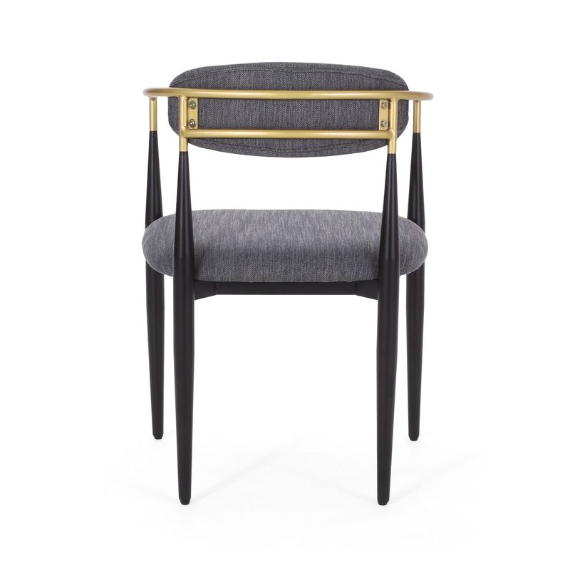 Elmore  Fabric Upholstered Iron Dining Chairs (Set of 2) by Christopher Knight Home - Charcoal/ Black/ Gold