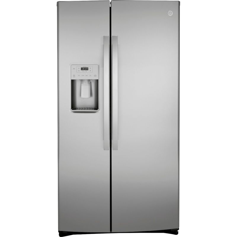 Front Zoom. GE - 21.8 Cu. Ft. Side-by-Side Counter-Depth Refrigerator - Stainless steel