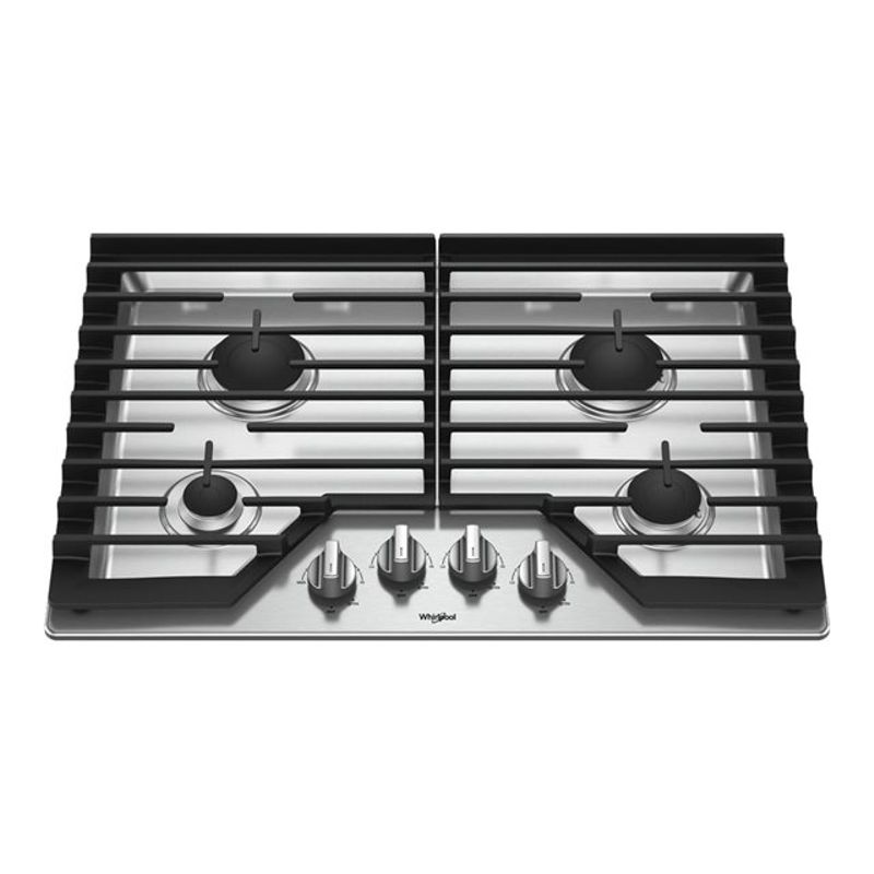 Whirlpool 30" Stainless Steel Gas Cooktop&#xa0;with Ez-2 Hinged Cast-iron Grates