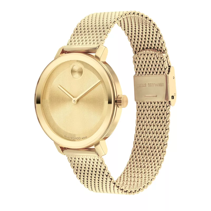 Movado - Ladies' Bold Evolution 2.0 Gold-Tone Stainless Steel Mesh Watch Gold Dial