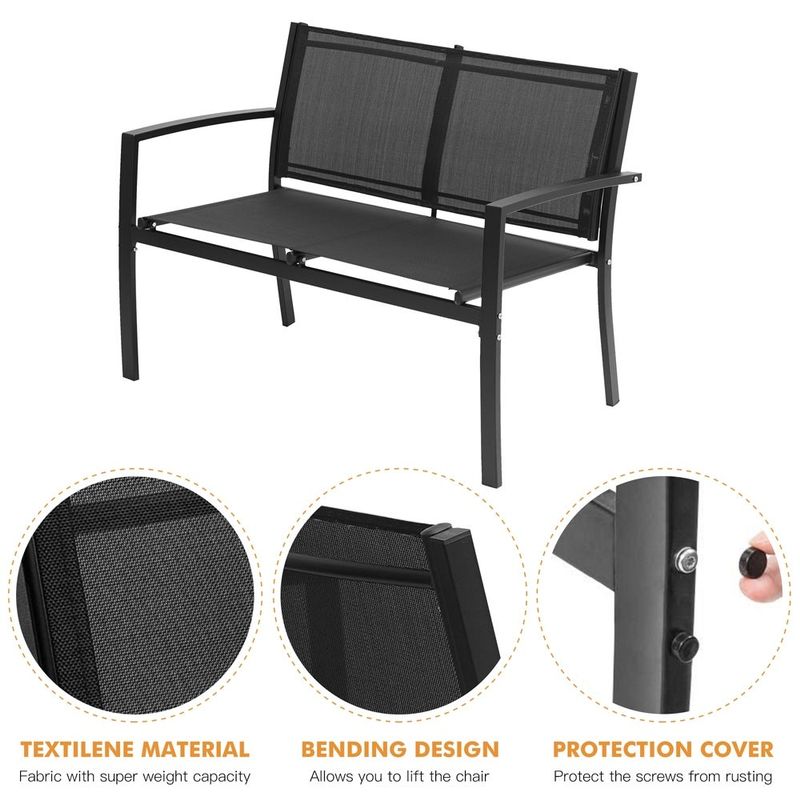 4 Pieces Patio Furniture Set Outdoor Patio Sets Poolside Lawn Chairs - Black - 4-Piece Sets