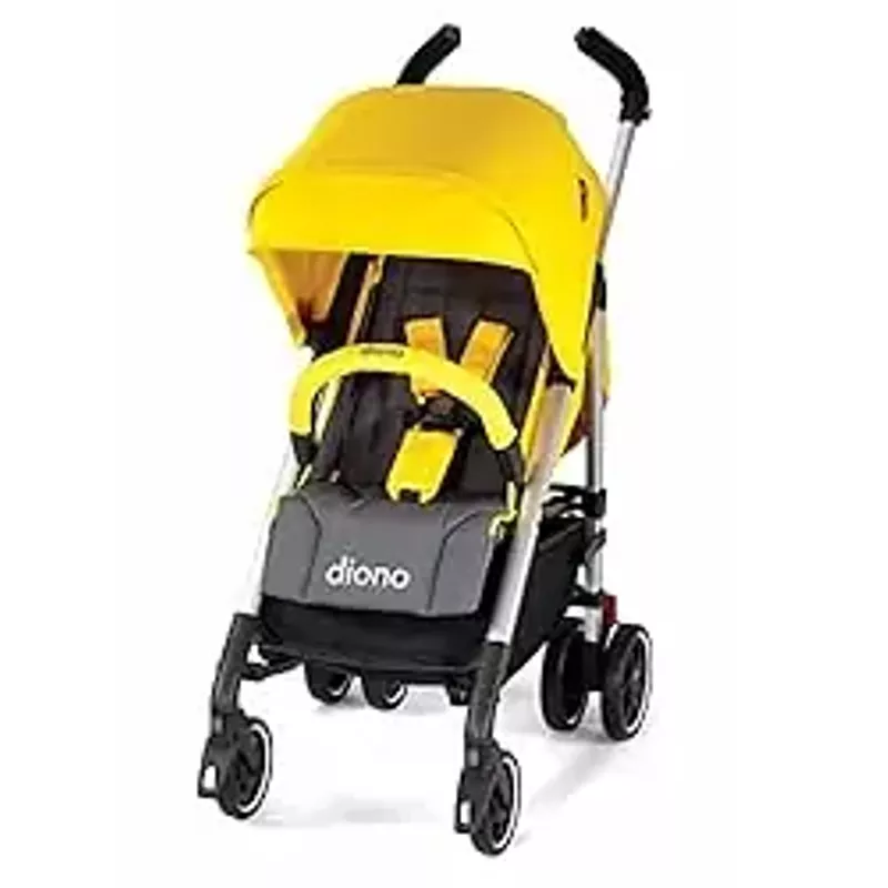 Diono Flexa Umbrella Stroller from Infant to Toddler, Freestanding Slim Fold, Lightweight Umbrella Stroller with Canopy, XL Storage Basket, Yellow Sulphur