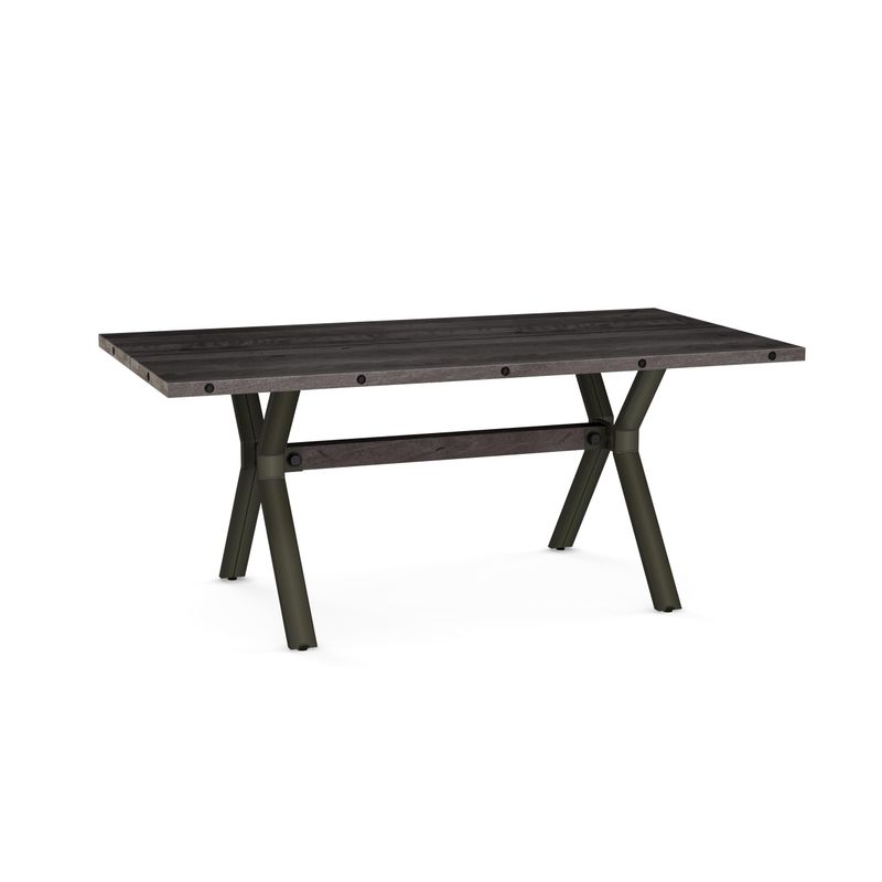 Amisco Laredo Metal Table with 38 x 72 Distressed Solid Birch Top - Harley Metal & Shady Wood