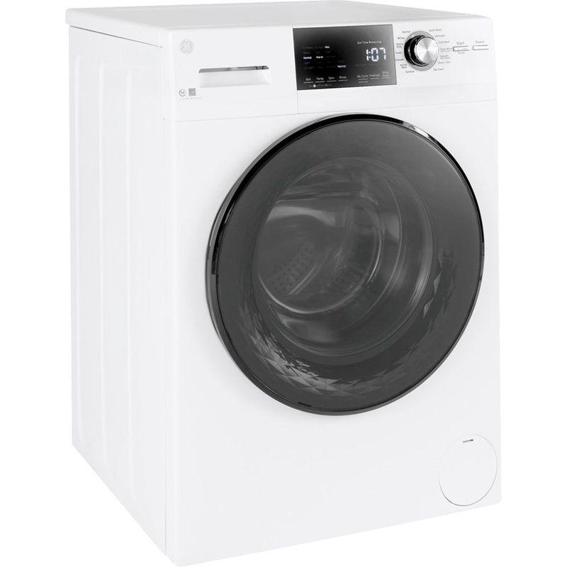 Left Zoom. GE - 2.4 Cu. Ft. High Efficiency Stackable Front Load Washer with Steam and Sanitize - White