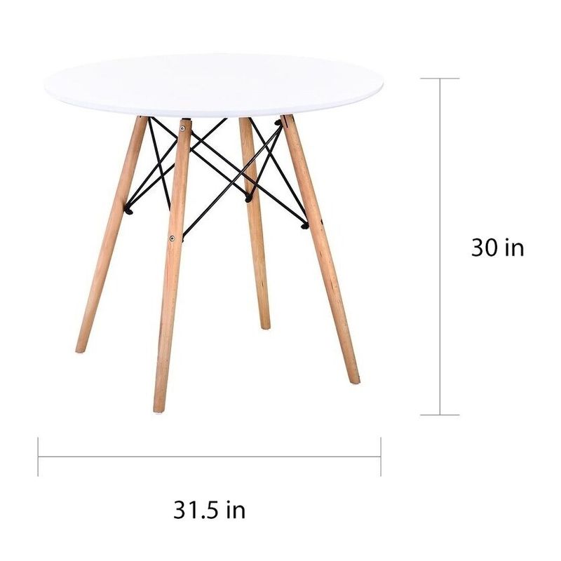 Carson Carrington Kungsangen White and Beech Wood Dining Table - Round - 4
