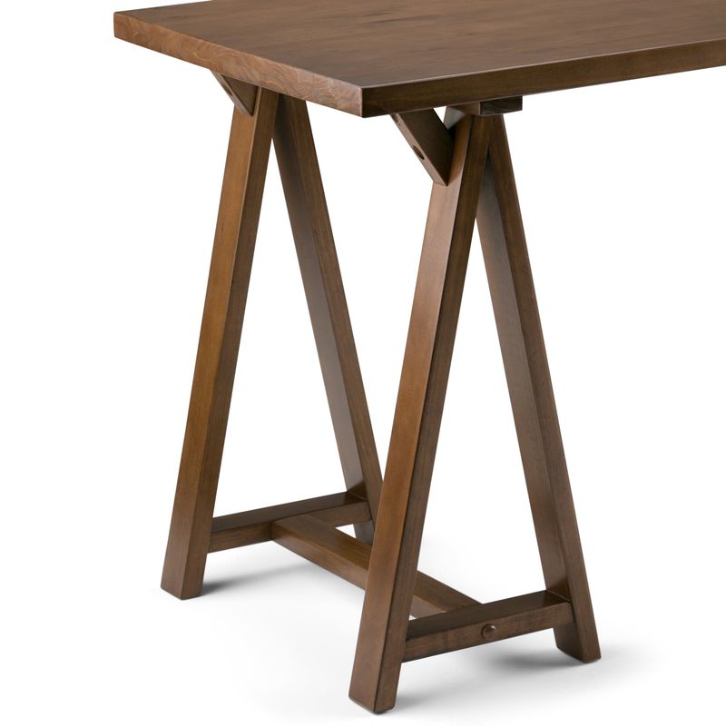 WYNDENHALL Hawkins SOLID WOOD Industrial 56 inch Wide Writing Desk - Medium Saddle Brown