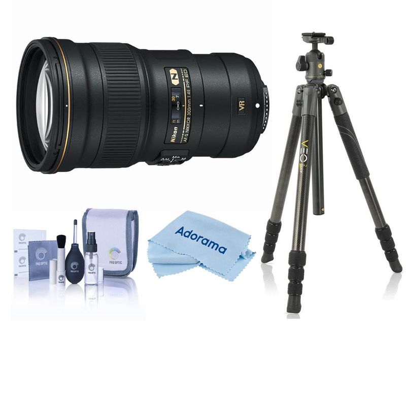 Nikon 300mm f/4E PF ED VR AF-S NIKKOR Lens - USA Warranty - With Vanguard VEO 2 264CB 26mm 4-Sec Carbon Fiber Travel Tripod with BH-50...