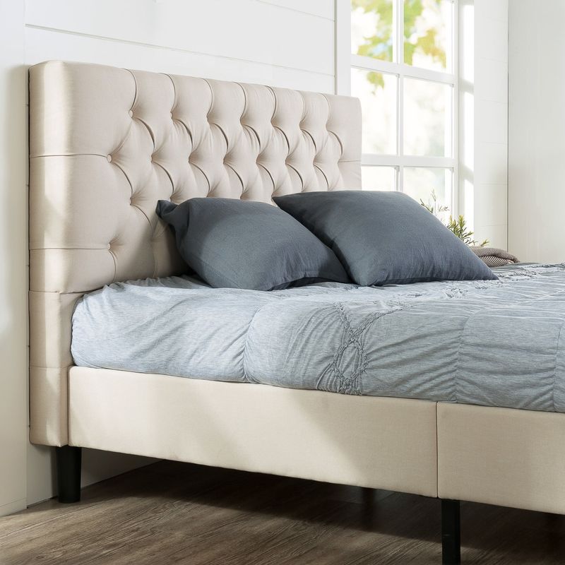 Priage by ZINUS Upholstered Button-tufted Platform Bed Frame - Taupe - King