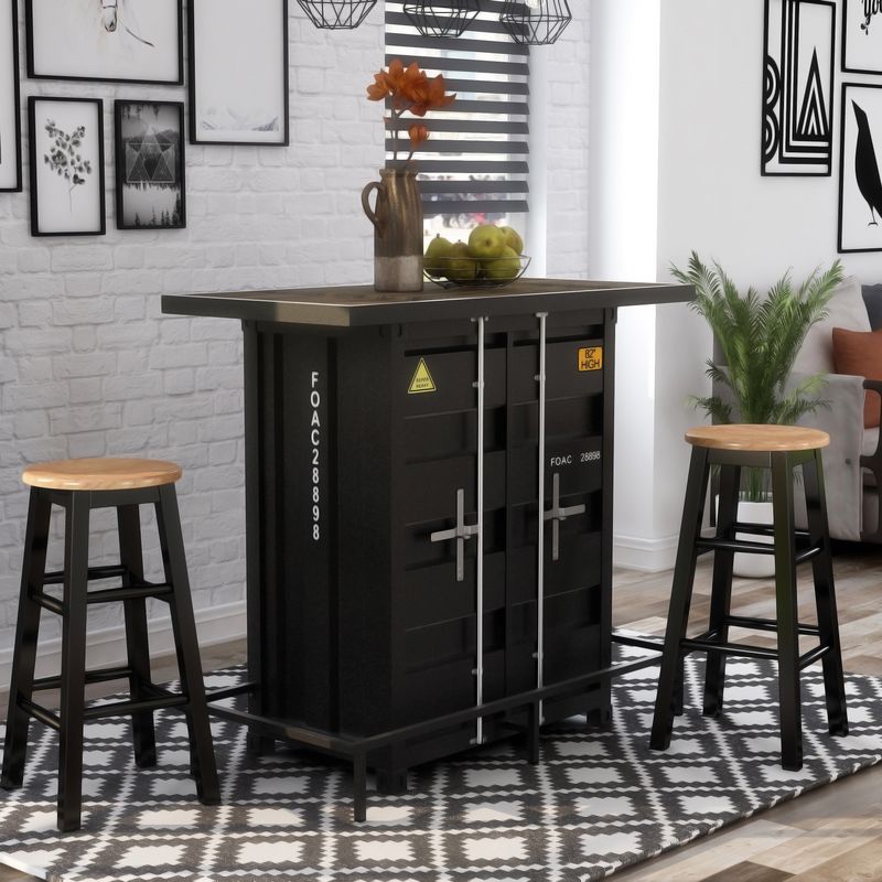 Furniture of America Maxter Industrial 47-inch 2-shelf Bar Table - Black