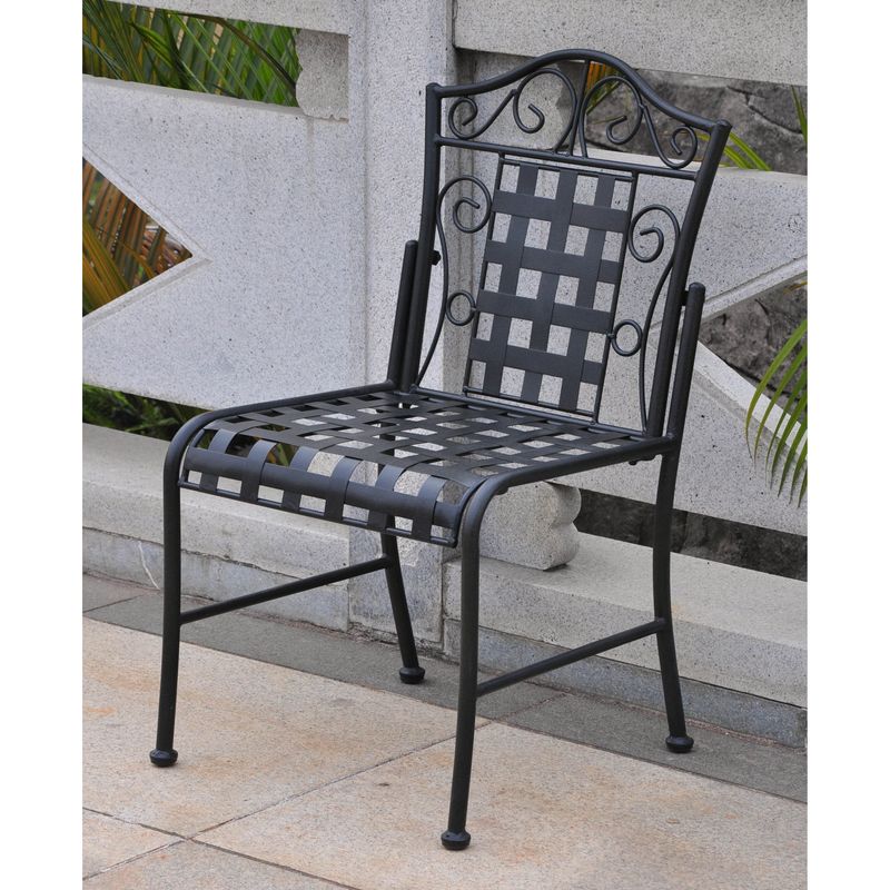 International Caravan Mandalay Iron Patio Bistro Chairs (Set of 2) - Antique Black
