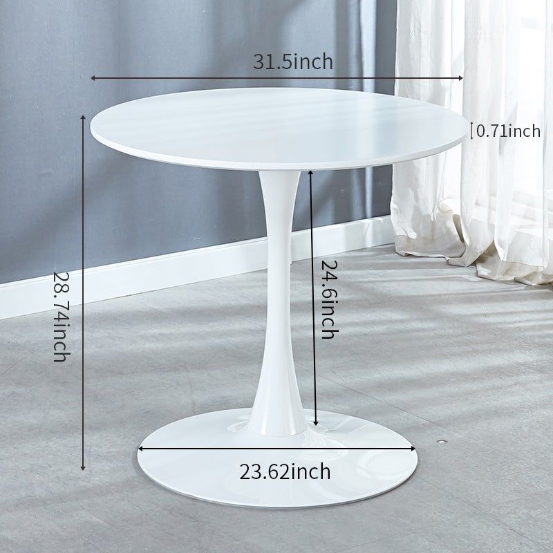 31.5"Black Tulip Table Mid-century Dining Table for 2-4 people With Round Mdf Table Top, Pedestal Dining Table - White
