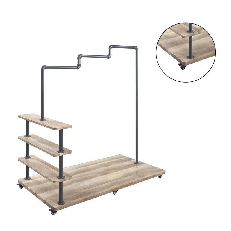 Clothing Rack in Oak and Sandy Gray - Oak and Sandy Gray