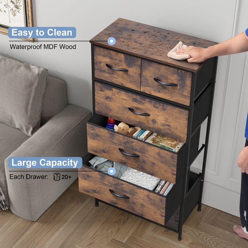 6-drawer Chest Vertical Dresser Storage Tower by Crestlive Products - Rustic Brown - 6-drawer