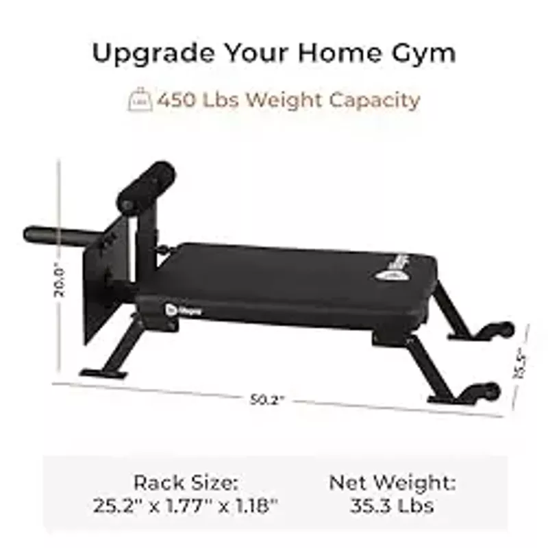 Lifepro Nordic Curl Workout Bench - Home Gym Hamstring Curl Machine & Glute Bench with Transport Wheels - Works with 1" & 2" Olympic Weight Plates - Durable Padding, Construction