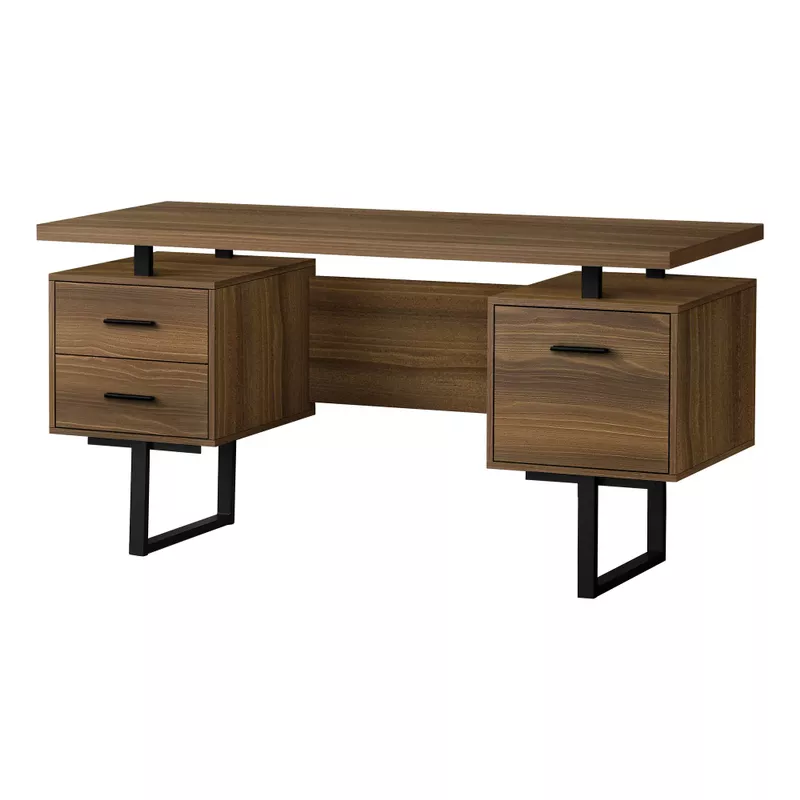 Rent to own Computer Desk 60"L / Walnut / Black Metal