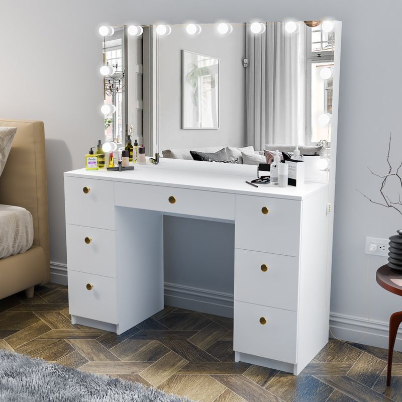 Rent to own Boahaus Freya White 7-drawer Vanity Dressing Table with ...