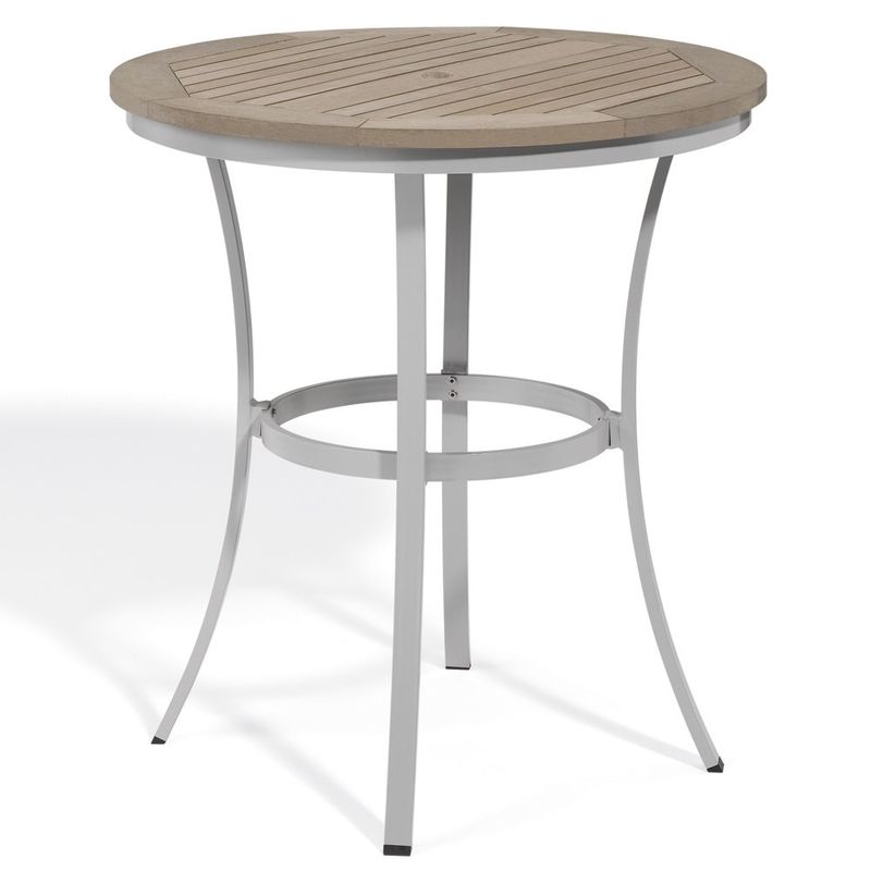 Oxford Garden Travira 36-inch Round Cafe Bar Table - Aluminum, Natural