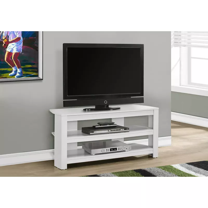 TV Stand/ 42 Inch/ Console/ Media Entertainment Center/ Storage Shelves/ Living Room/ Bedroom/ Laminate/ White/ Contemporary/ Modern