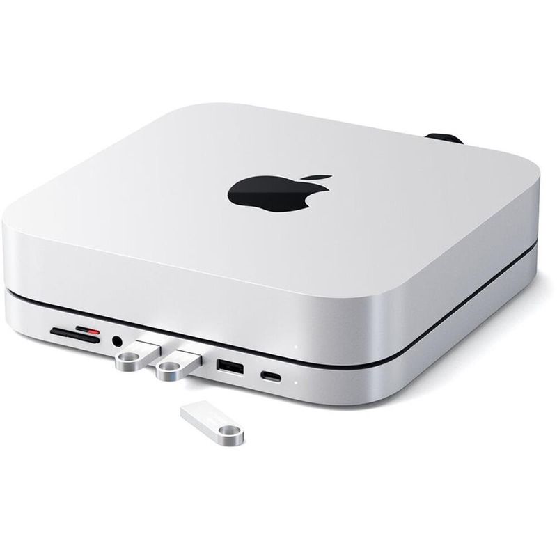 Satechi Aluminum USB Type-C Stand and Hub for Apple Mac Mini, Silver
