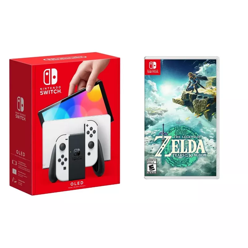 Nintendo - Switch OLED White + Zelda Tears of the Kingdom BUNDLE