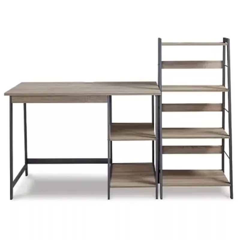 Light Brown/Gunmetal Soho Home Office Desk and Shelf