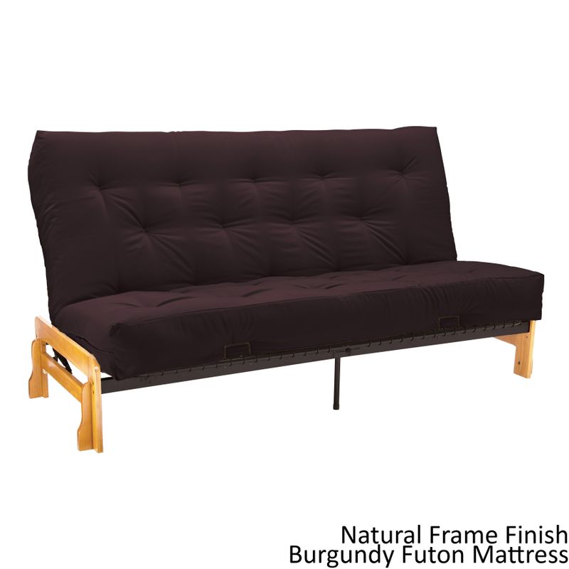 Boston Finish Full Armless Frame/ Premier Futon Set Sleeper Bed - Mahogany Frame Finish with Khaki Full Futon Mattress