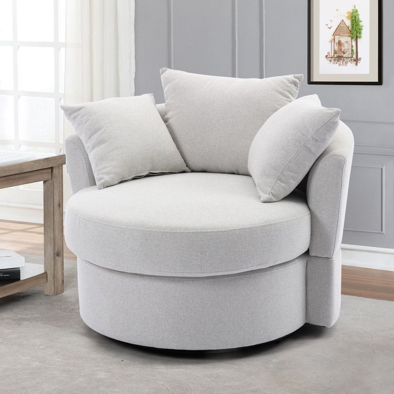 Modern Linen Swivel Accent Chair Bucket Chair - Beige