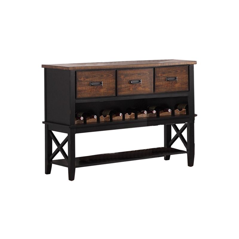 3 Drawers Server In Brown And Black - Brown and Black