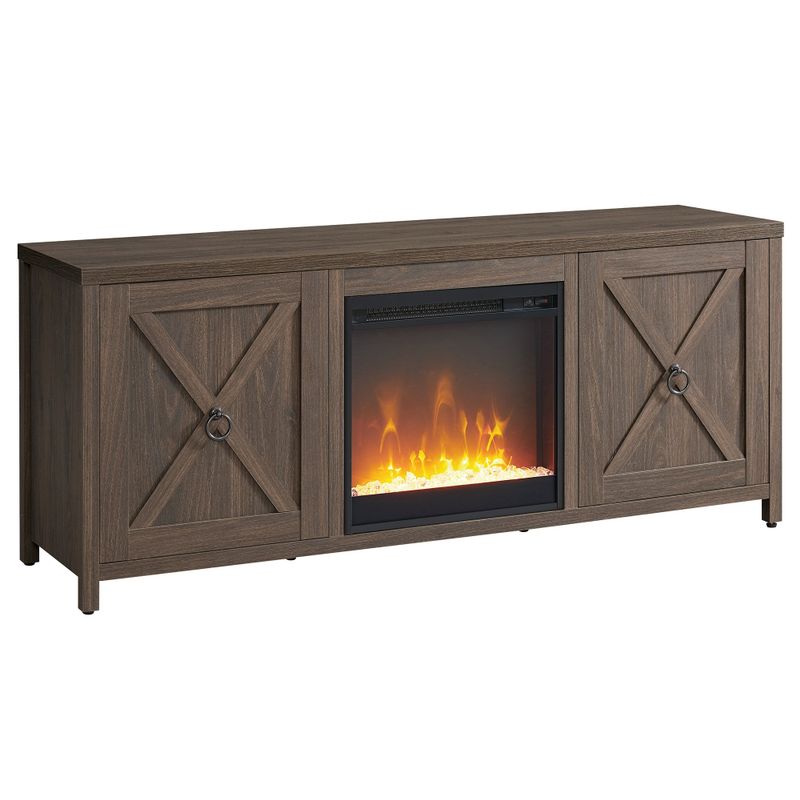 Granger 58" TV Stand with Crystal Fireplace Insert - Alder Brown