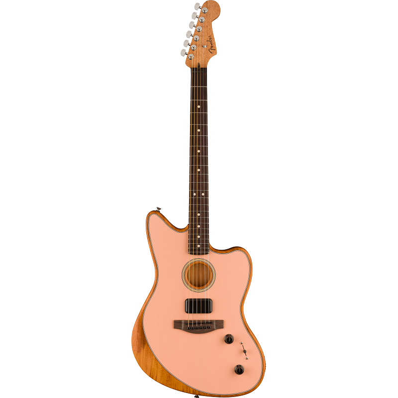 Fender Acoustasonic Player Jazzmaster Acoustic Electric Guitar. Rosewood Fingerboard, Shell Pink